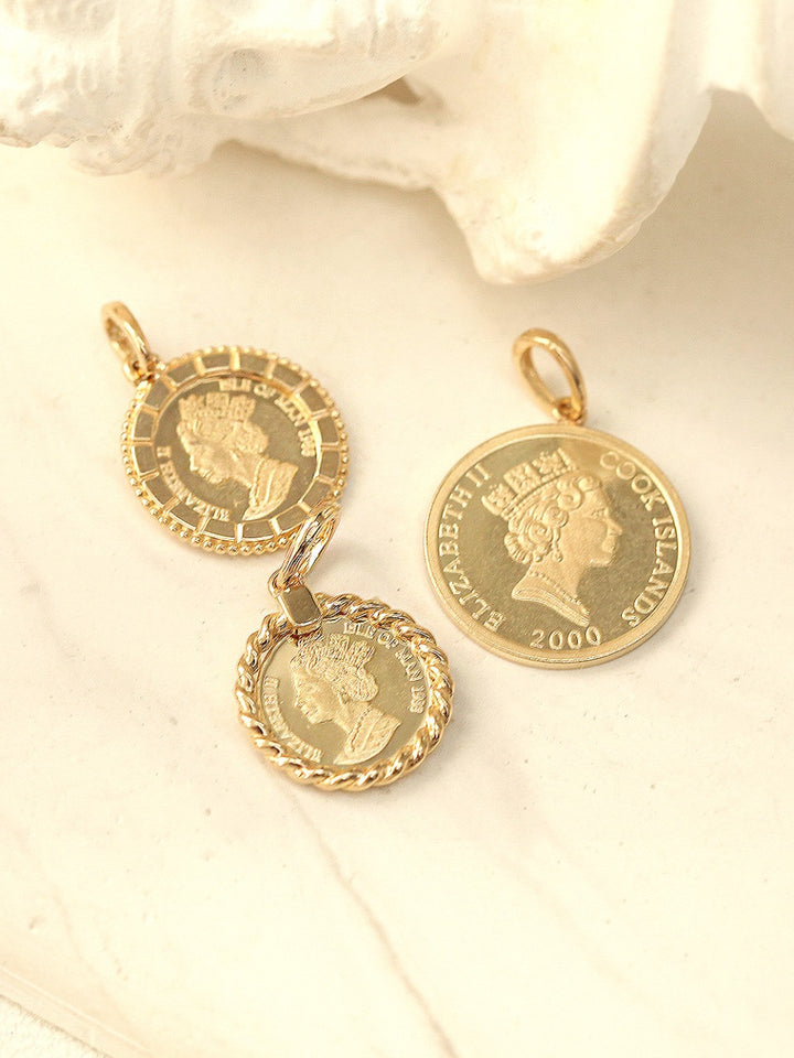 14K Gold Coin Necklace Pendant