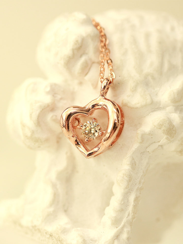 14K 18K Gold Cognac Diamond Heart Necklace