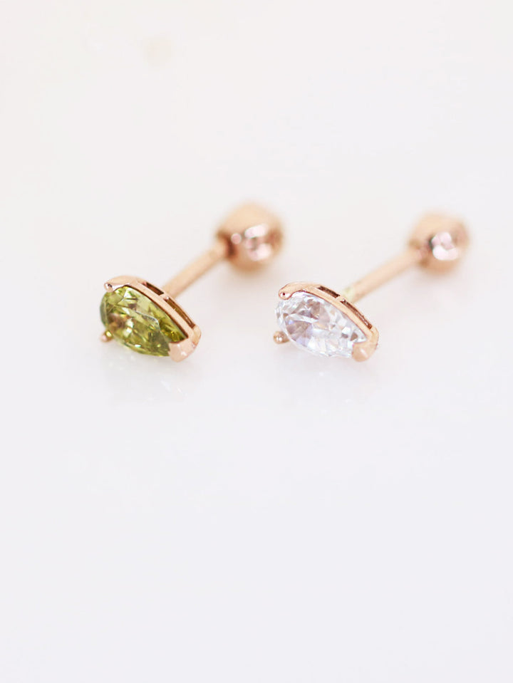 14K Gold Teardrop Cubic Cartilage Earring 18G16G