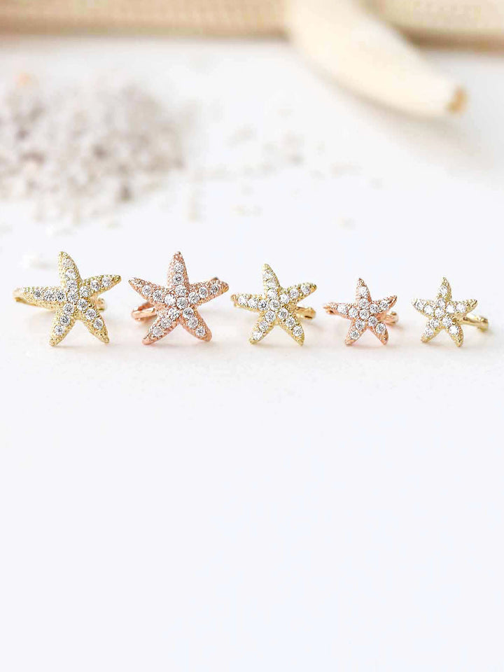 14K Gold Starfish Hoop Earring