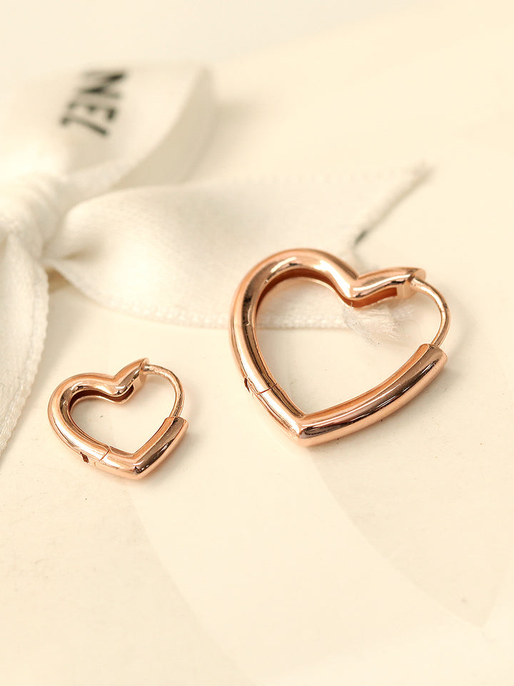 14K Gold Volume Heart Hoop Earring