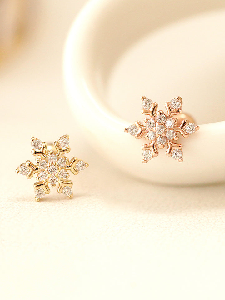 14K Gold Snowflake Cartilage Earring 20G