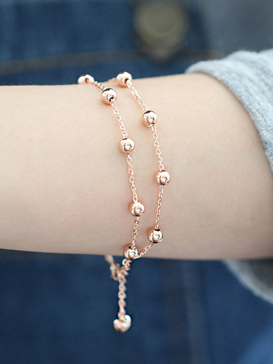 14K Gold Two Line Ball Bracelet