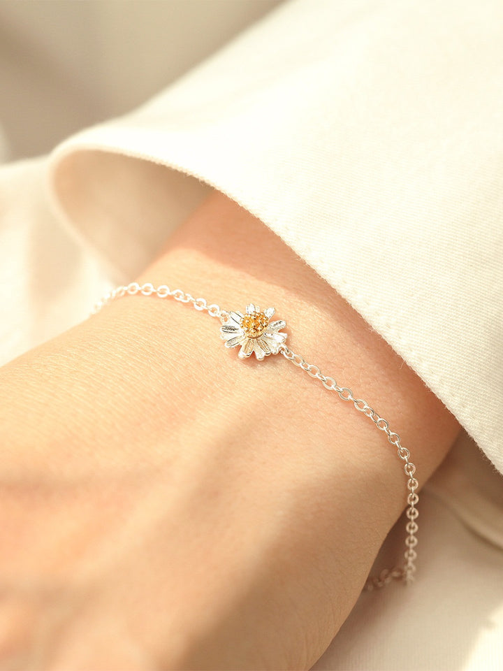 925 Silver Daisy Necklace & Bracelet