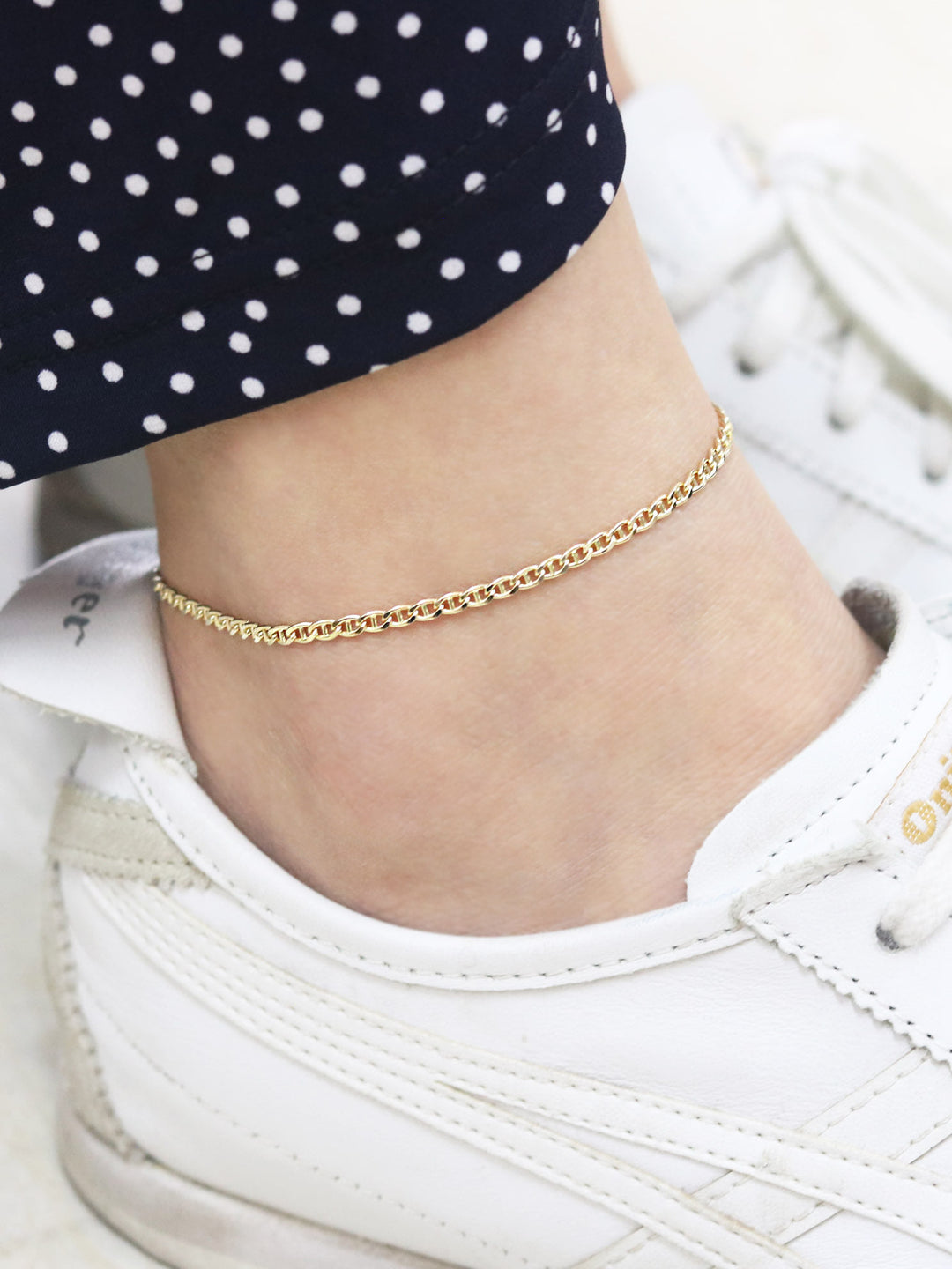 14K Gold Modern Chain Anklet bracelet