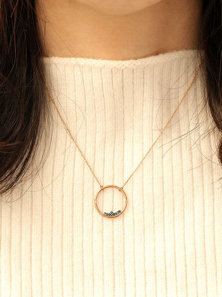 14K 18K Blue Diamond Circle Necklace