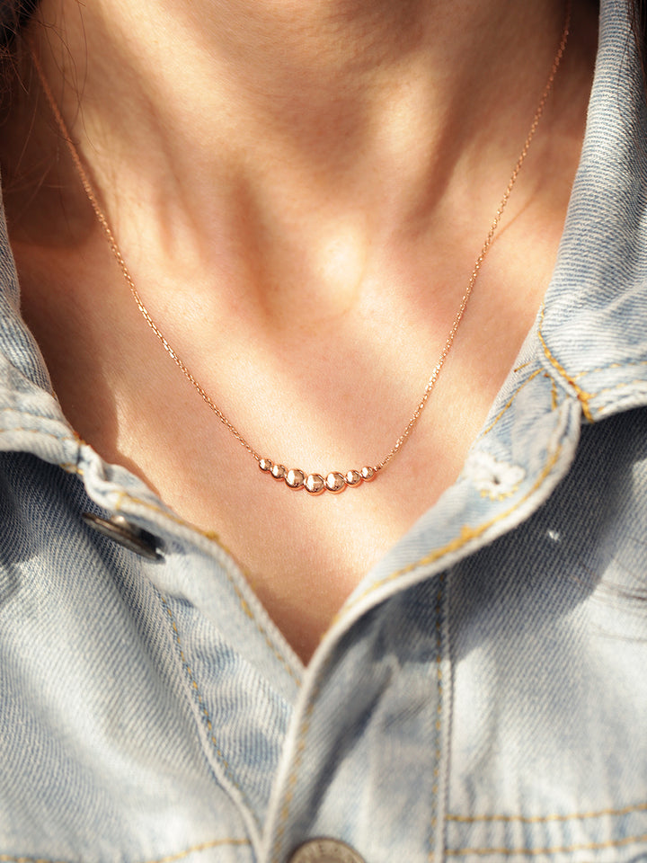 14K 18K Gold Bubble Ball Cutting Necklace