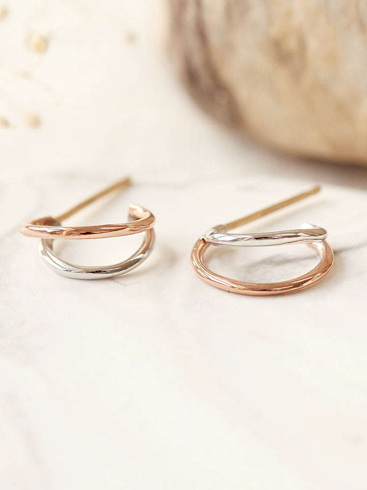 14K Gold 2Line Circle Hoop Earring