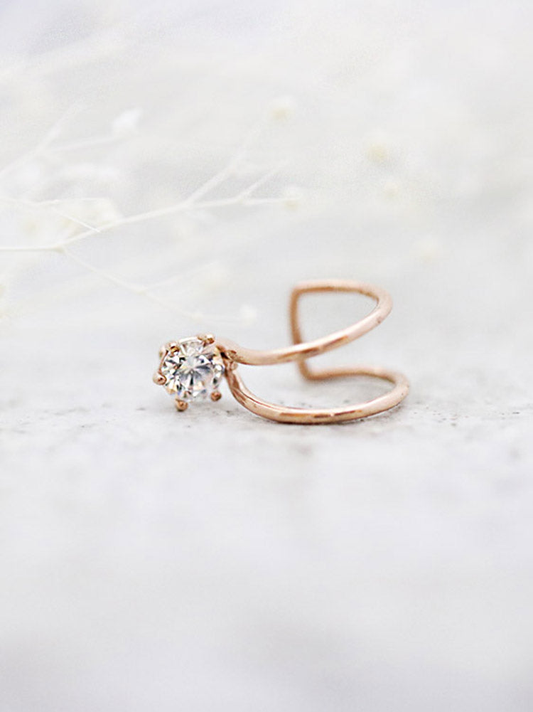 14K Gold Simple CZ ear cuff