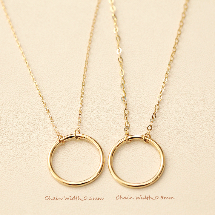 14K Gold Circle Necklace