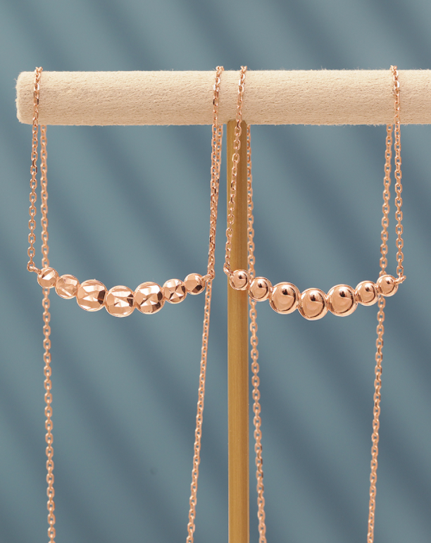 14K 18K Gold Bubble Ball Cutting Necklace