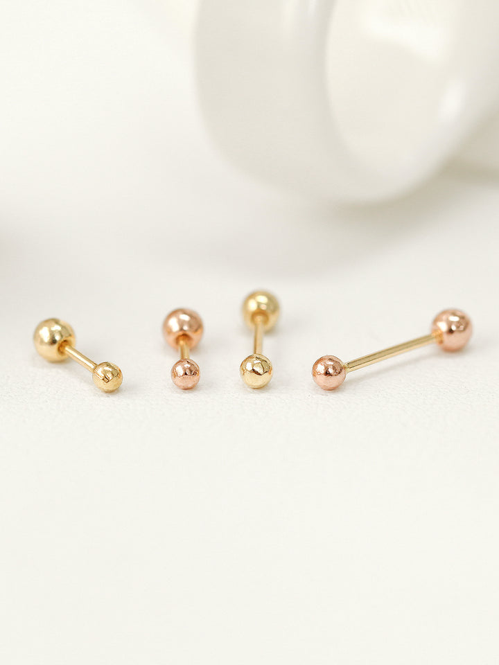 14K Gold 2mm / 2.5mm ball Cartilage Earring 20g