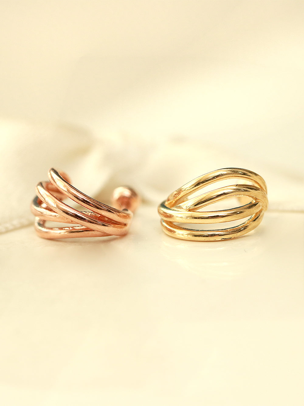 14K Gold 4 Line Cartilage Earring 20G