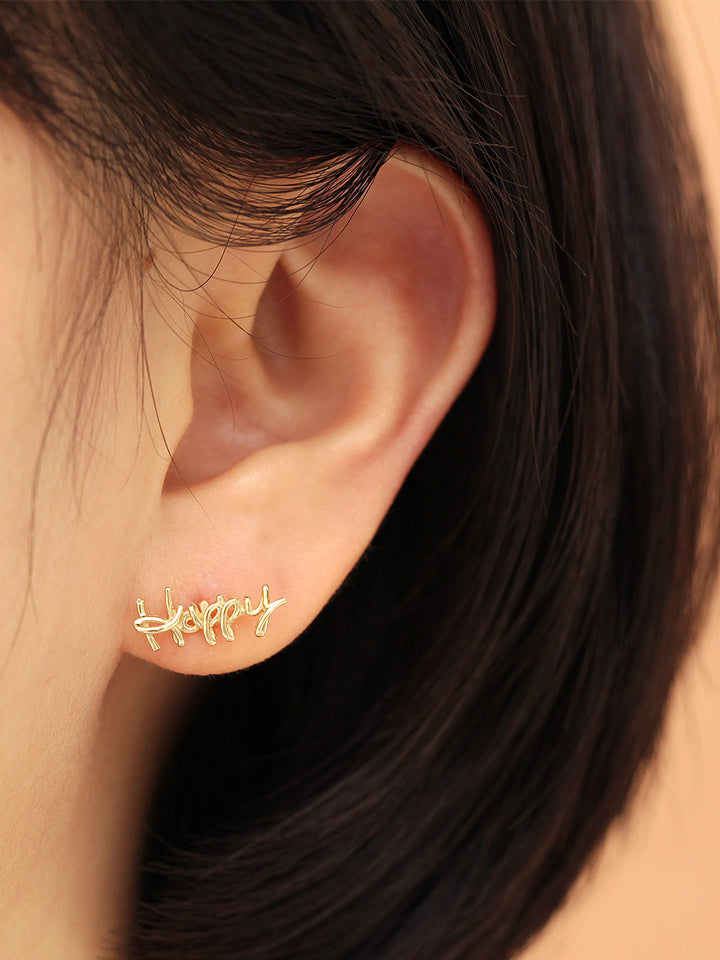 14K gold Happy cartilage earring 20g