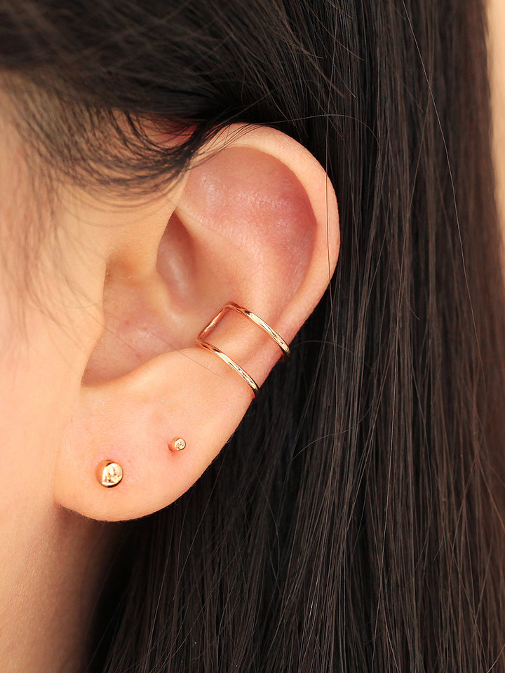 14K Gold Double Hoop Ear Cuff