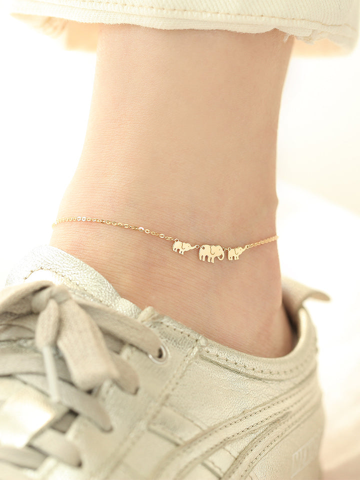 14K Gold Lucky Elephant Anklet Bracelet