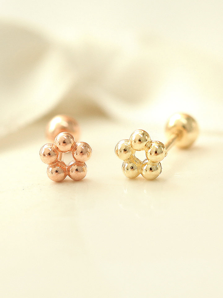 14K Gold Mini Flower Ball cartilage earring 20g