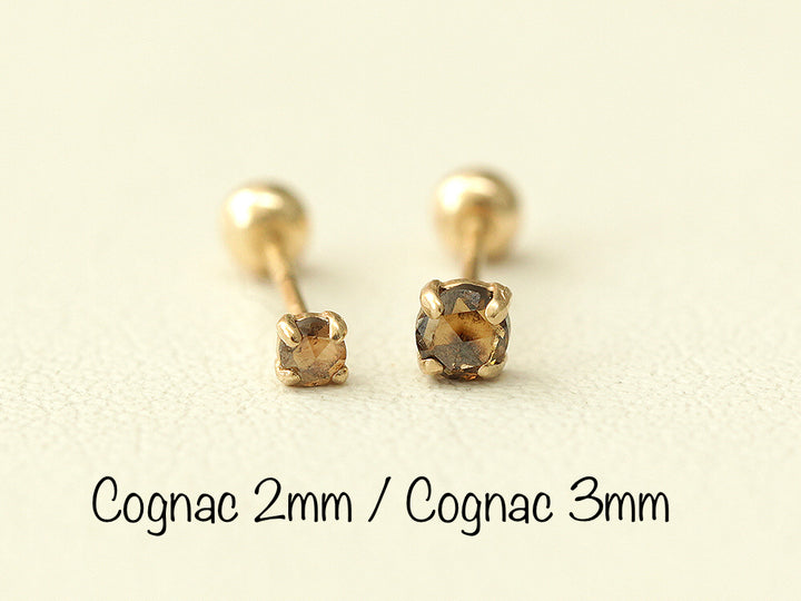 14K Gold Rough Diamond Cartilage Earring 3mm 20g18g16g