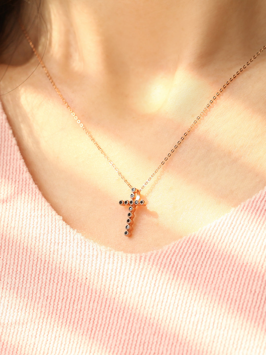 14K 18K Gold Cubic Cross Necklace