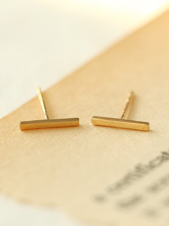 14K Gold Simple Bar earring