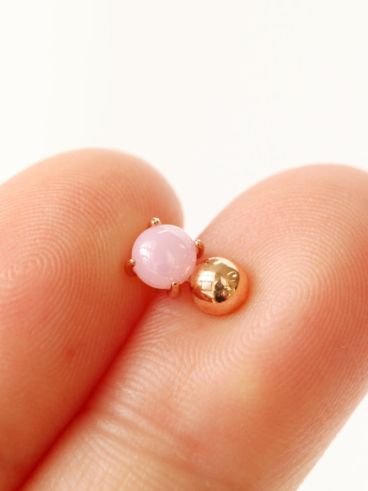 14K Gold Pink Opal Cartilage Earring 18G16G