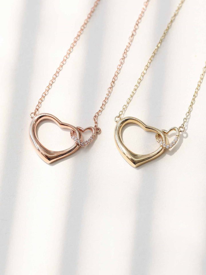 14K 18K Gold Double Heart Necklace