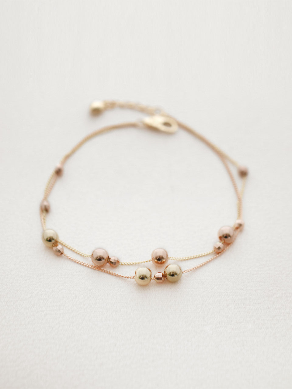 14K Gold Mix Round Ball Bracelet