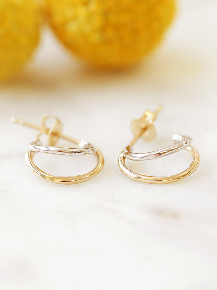 14K Gold 2Line Circle Hoop Earring