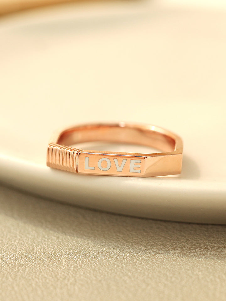 14K 18K Gold Enamel Love Ring