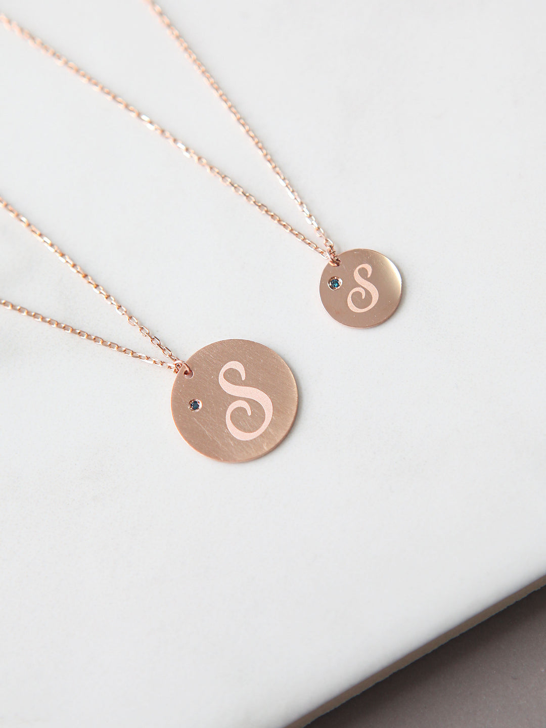 14K 18K Gold Initial Dia Necklace