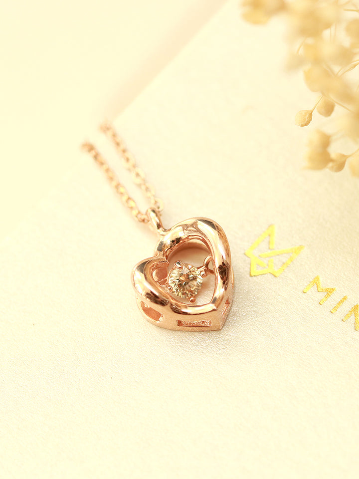 14K 18K Gold Cognac Diamond Heart Necklace