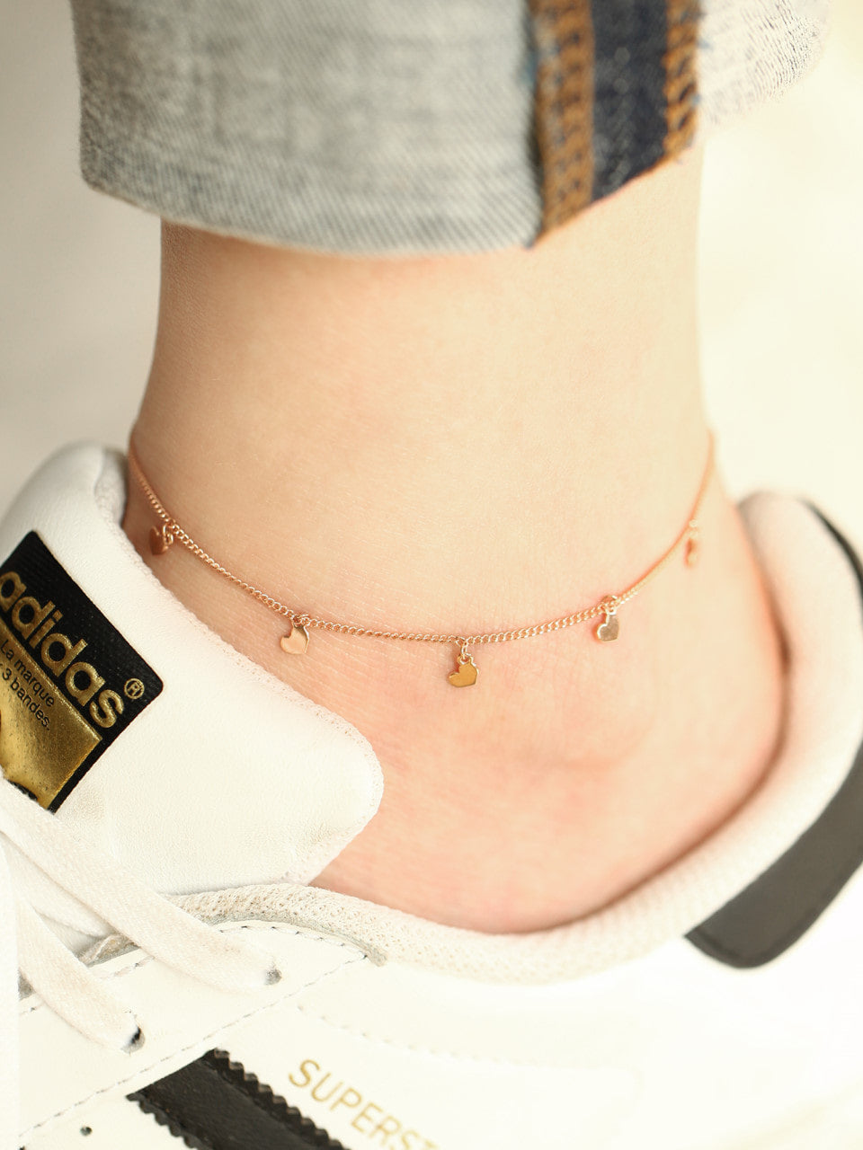 14K 18K Gold Heart Anklet