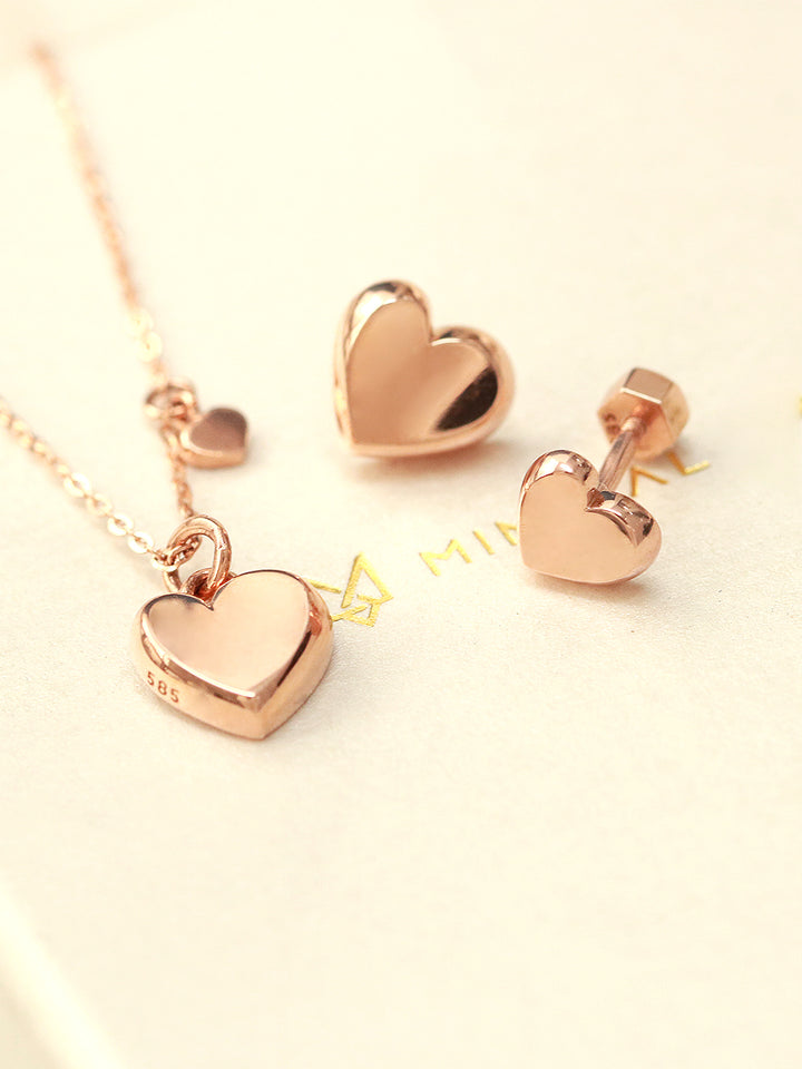 14K 18K Gold Volume Heart Necklace