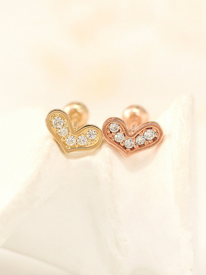 14K gold Lovely Heart cartilage earring 20g