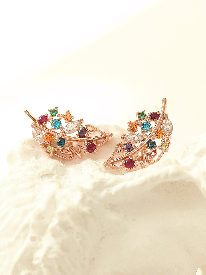 14K Gold Colorful Cubic Leaf Cartilage Earring 18G16G