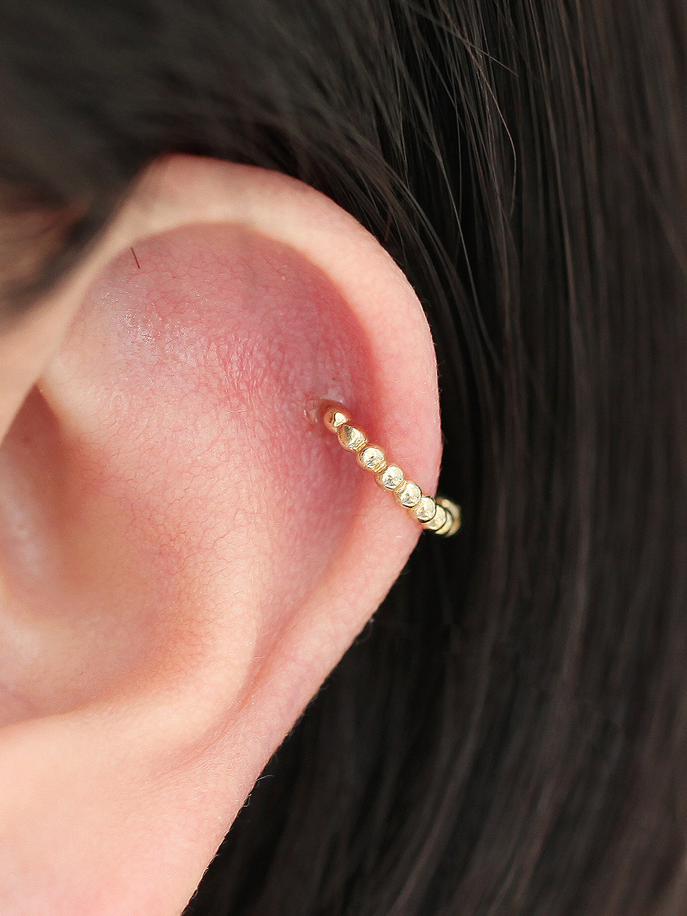 14K Gold Bubble Ball Hoop Earring