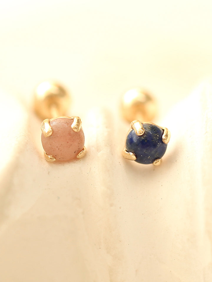 14K gold Gemstone cartilage earring 20g