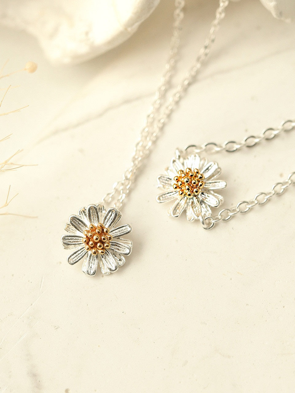 925 Silver Daisy Necklace & Bracelet