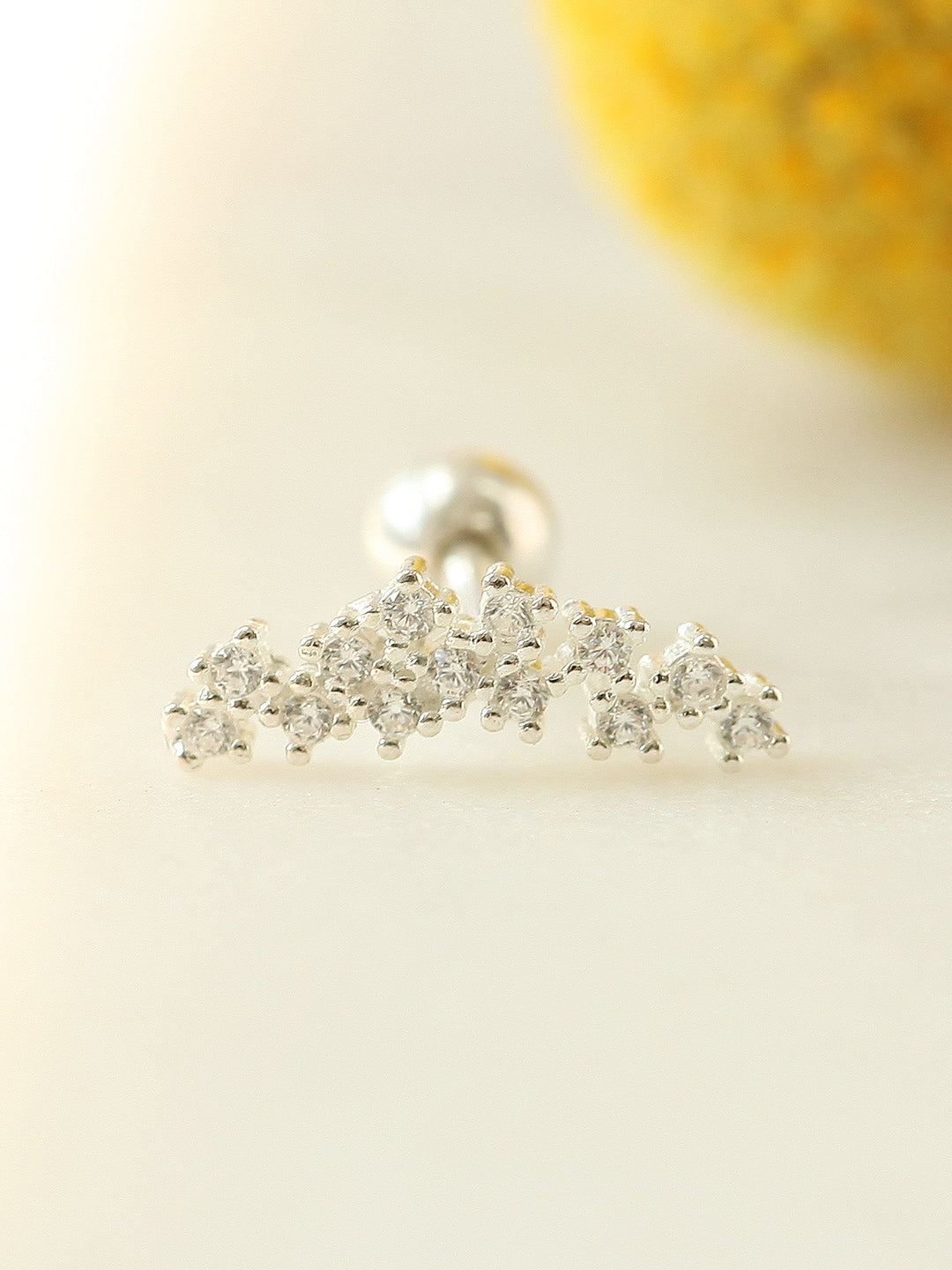 925 Silver Crown cartilage earring 16g