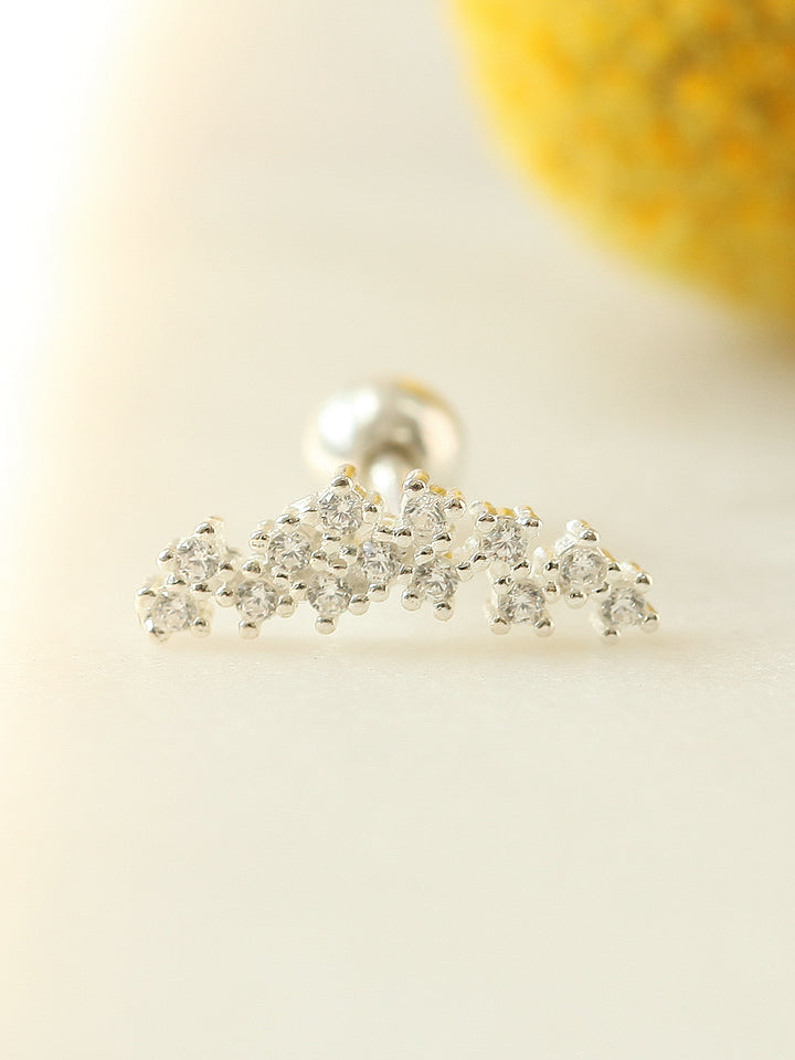 925 Silver Crown cartilage earring 16g