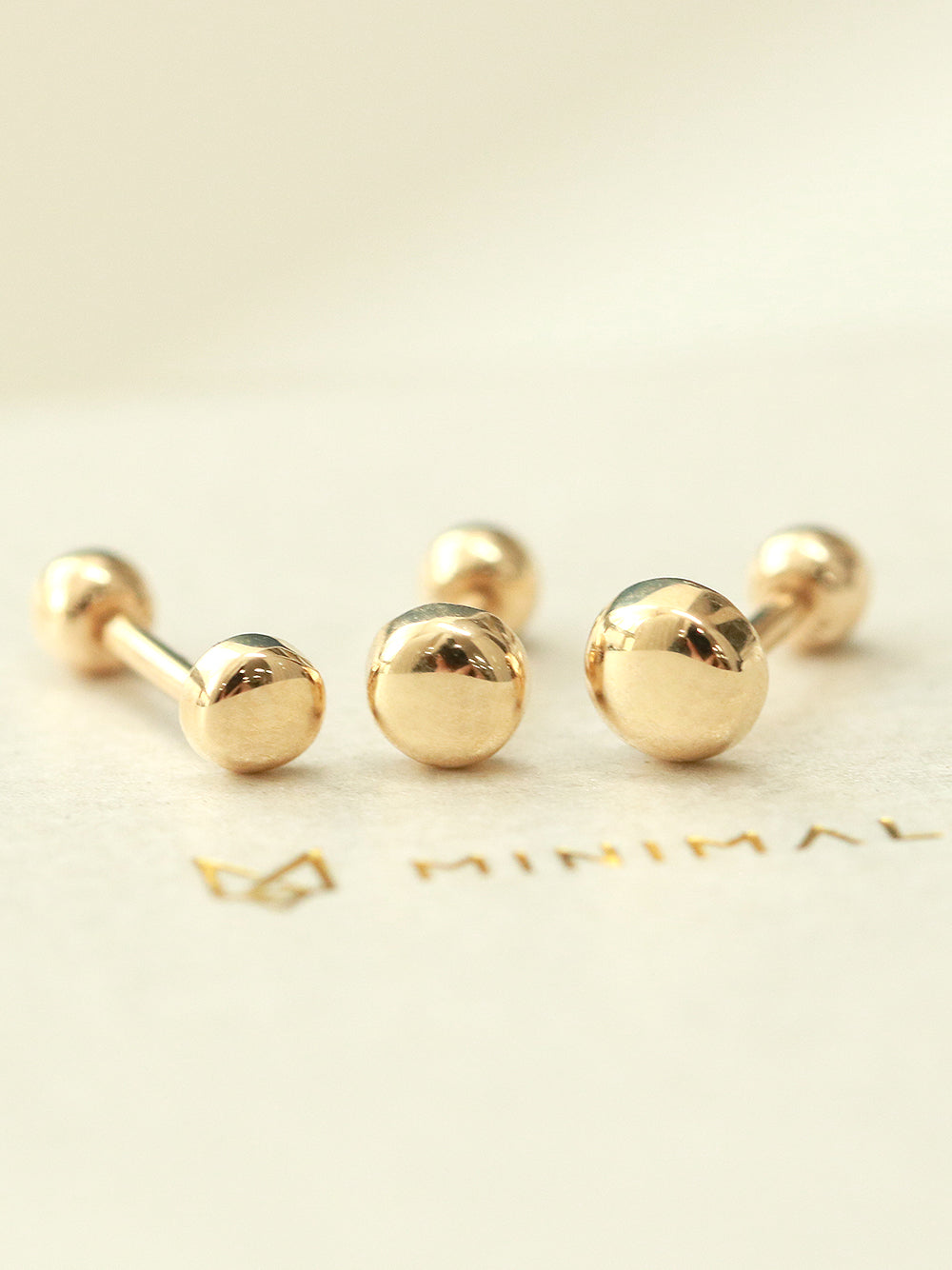 14K Gold Flat Ball Cartilage Earring 20G18G