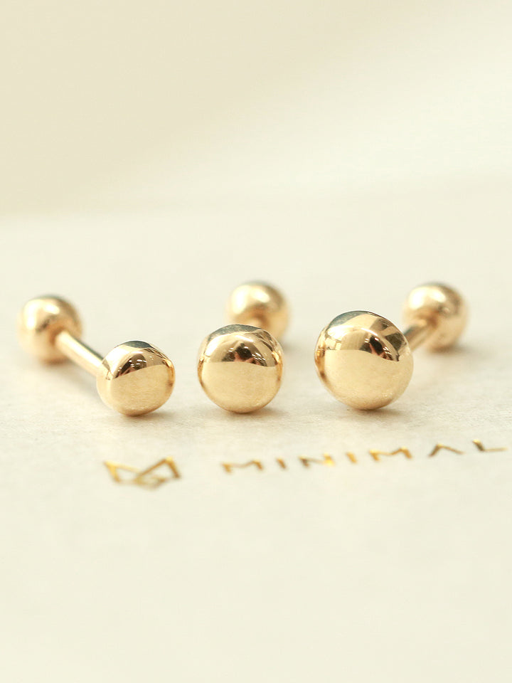 14K Gold Flat Ball Cartilage Earring 20G18G