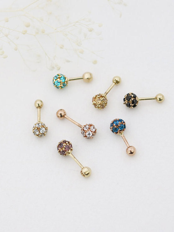 14K Gold Classic Cubic Ball Piercing 18g