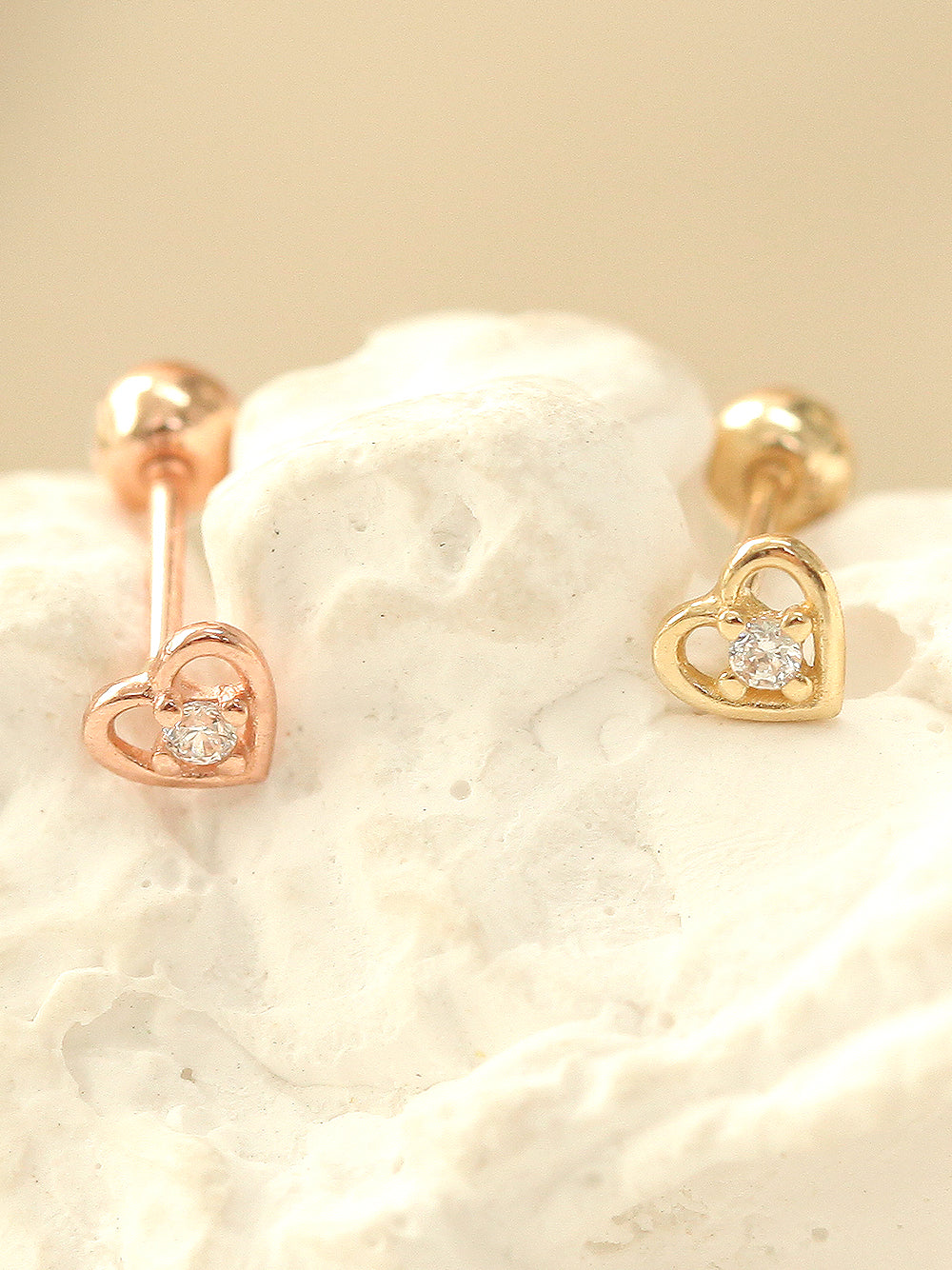 14K gold Mini Heart cartilage earring 20g