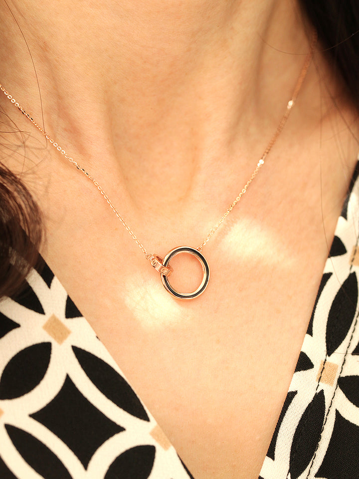 14K 18K Gold Double Circle Black Necklace