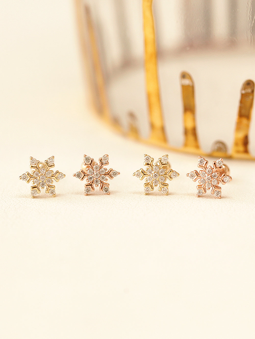 14K Gold Snowflake Cartilage Earring 20G