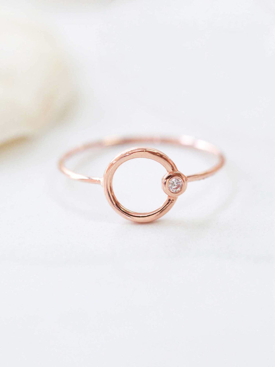 14K Gold Circle Cubic Ring