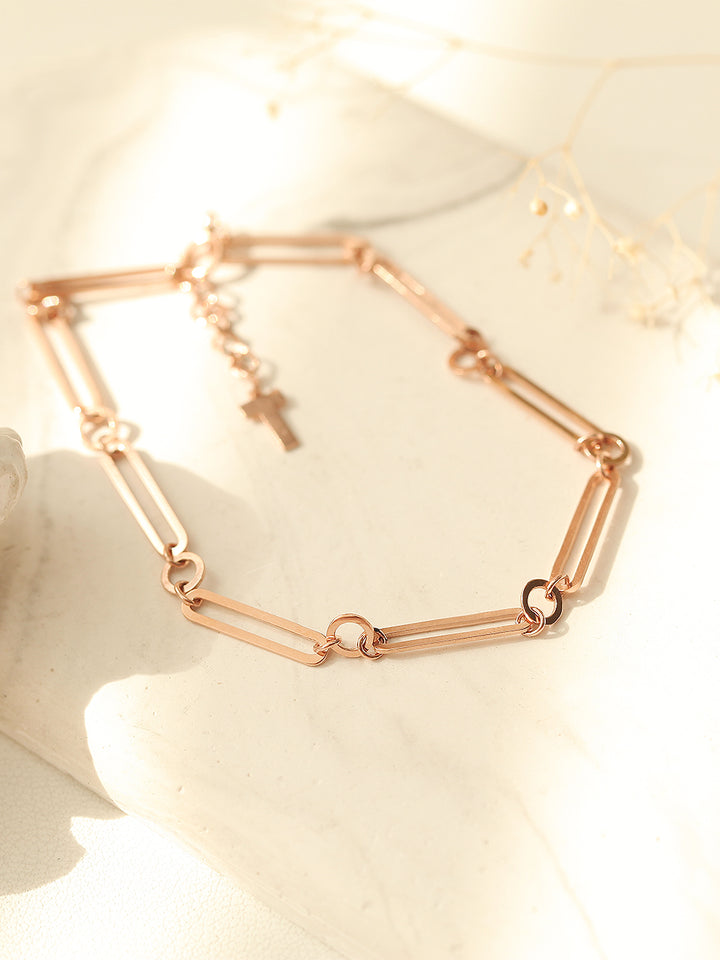 14K 18K Gold Round Square Circle Chain Bracelet