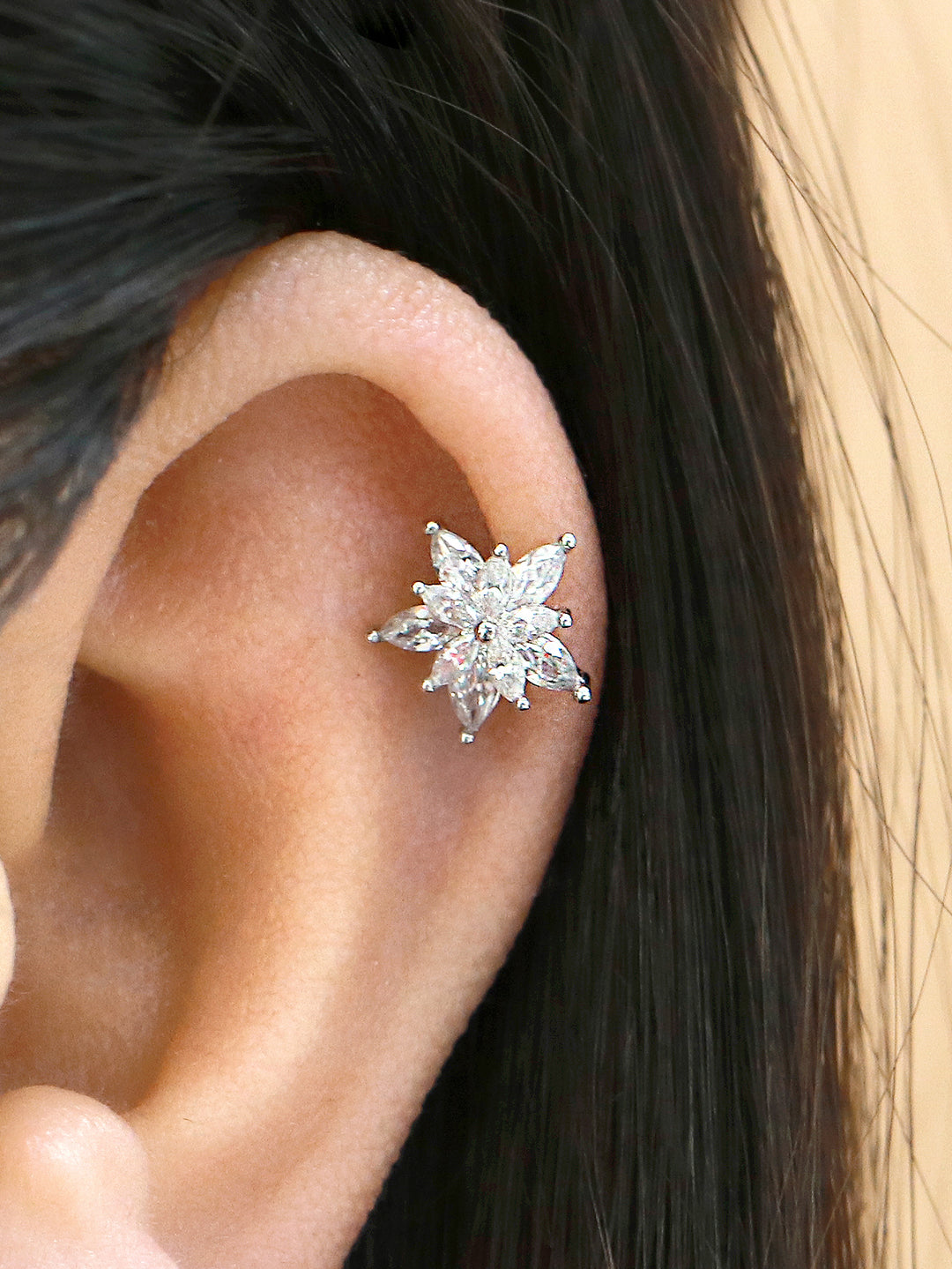 Crystal Pink Flower Piercing