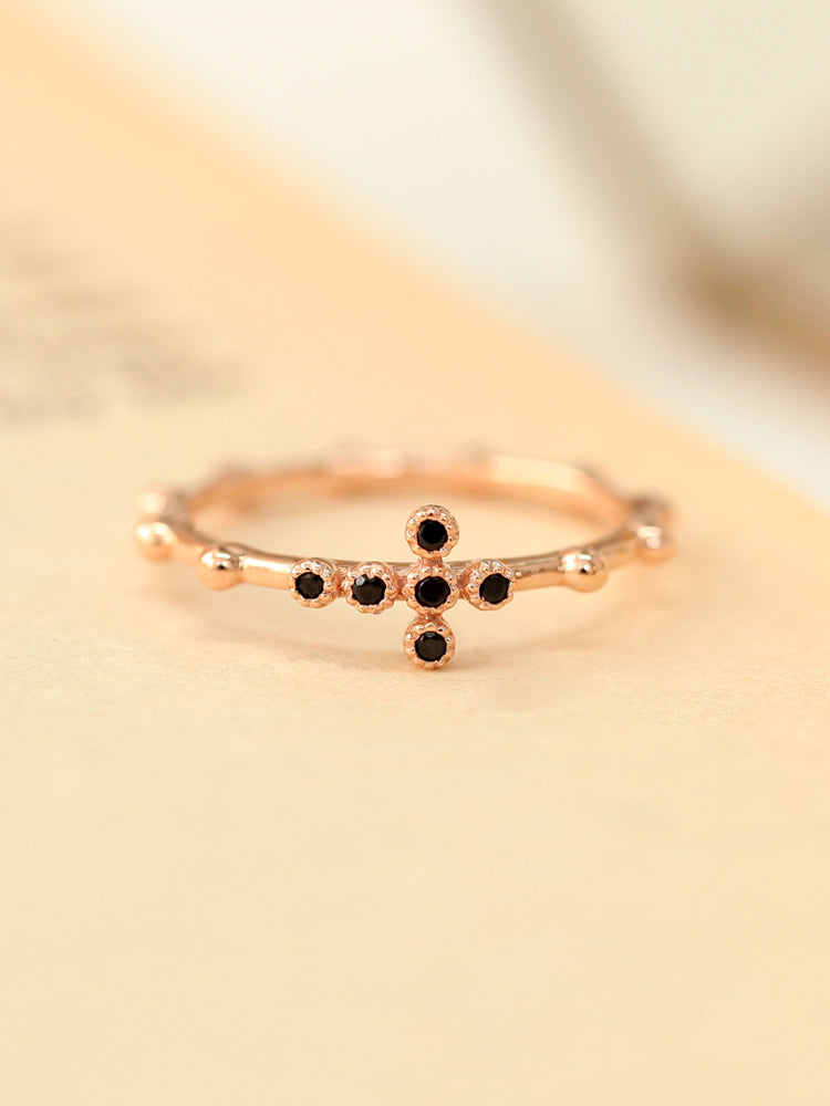 14K 18K Gold Cross Onyx  Ring